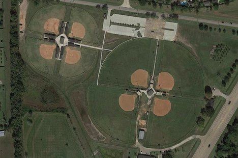 Arial view of the softball fields at the sports park
