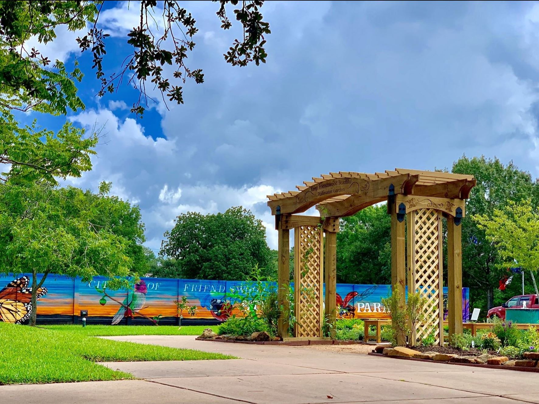 The entrance to the pollinator garden in Stevenson Park